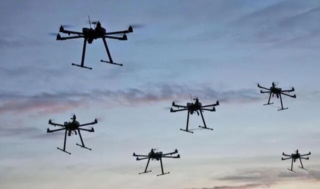 Figure 10: A drone formation on a battlefield