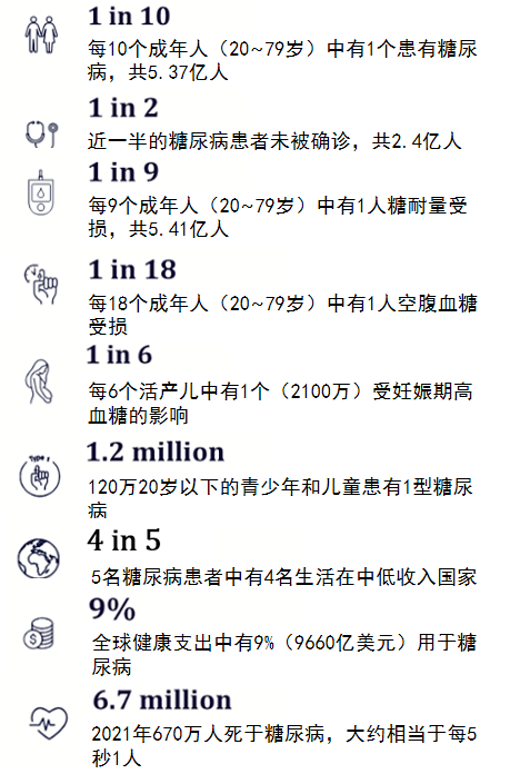 Figure 1. Diabetes statistics for 2021. (Source: IDF website.)